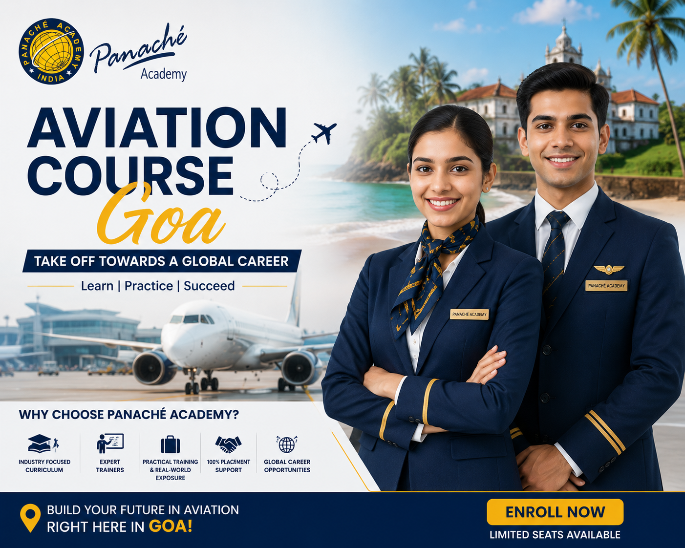 Panache Academy Aviation Course Goa students preparing for airline and airport careers