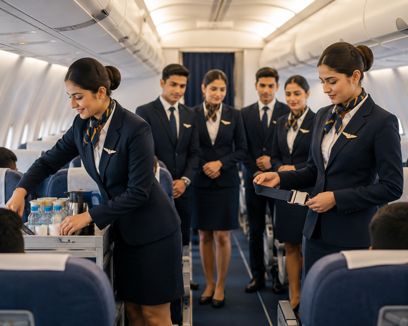 Aviation and cabin crew practical session at Aviation Course Vadodara