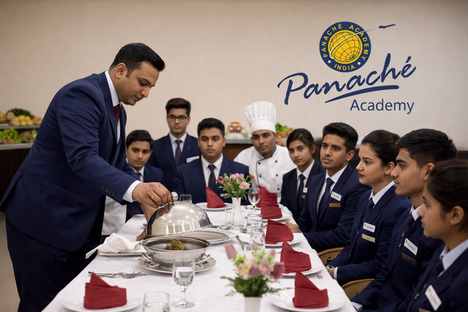 Professional hotel management classroom session at Panache Academy Vadodara