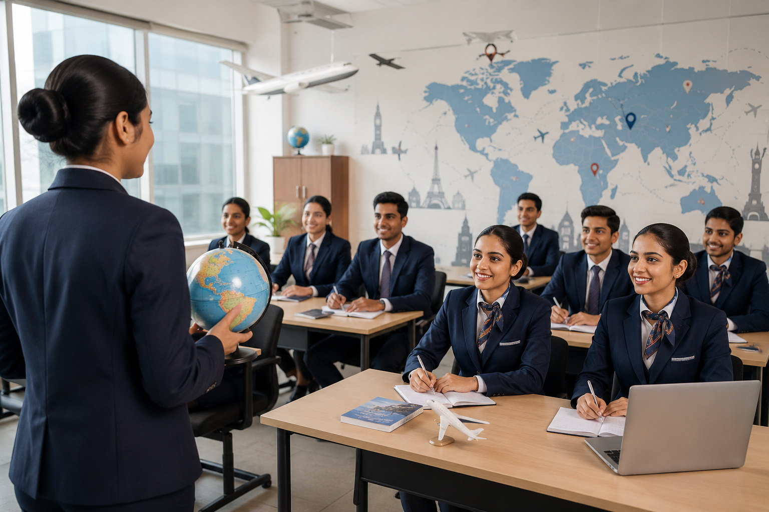 Students learning at travel and tourism training institute Goa